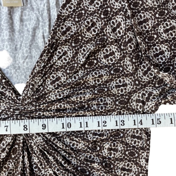 Michael Michael Kors Cinched V-neck Slinky Top Long Sleeve Stretch - Picture 5 of 11